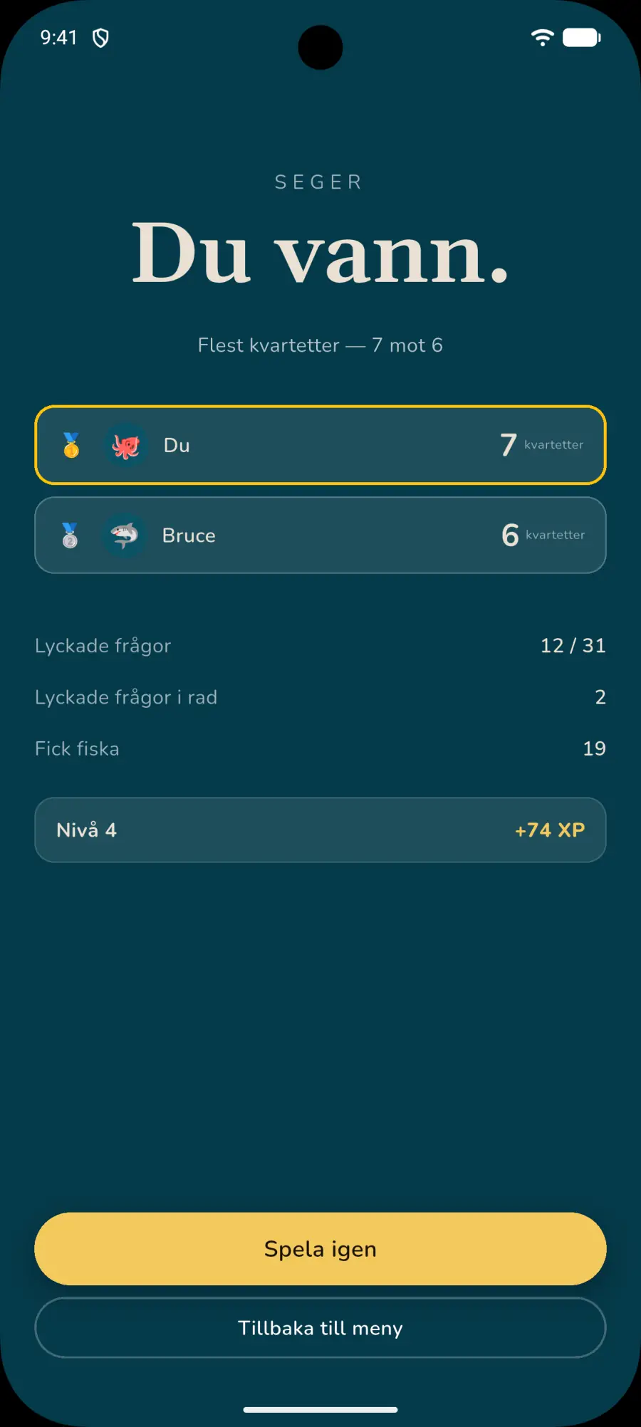 Finns i sjön — slutresultatet