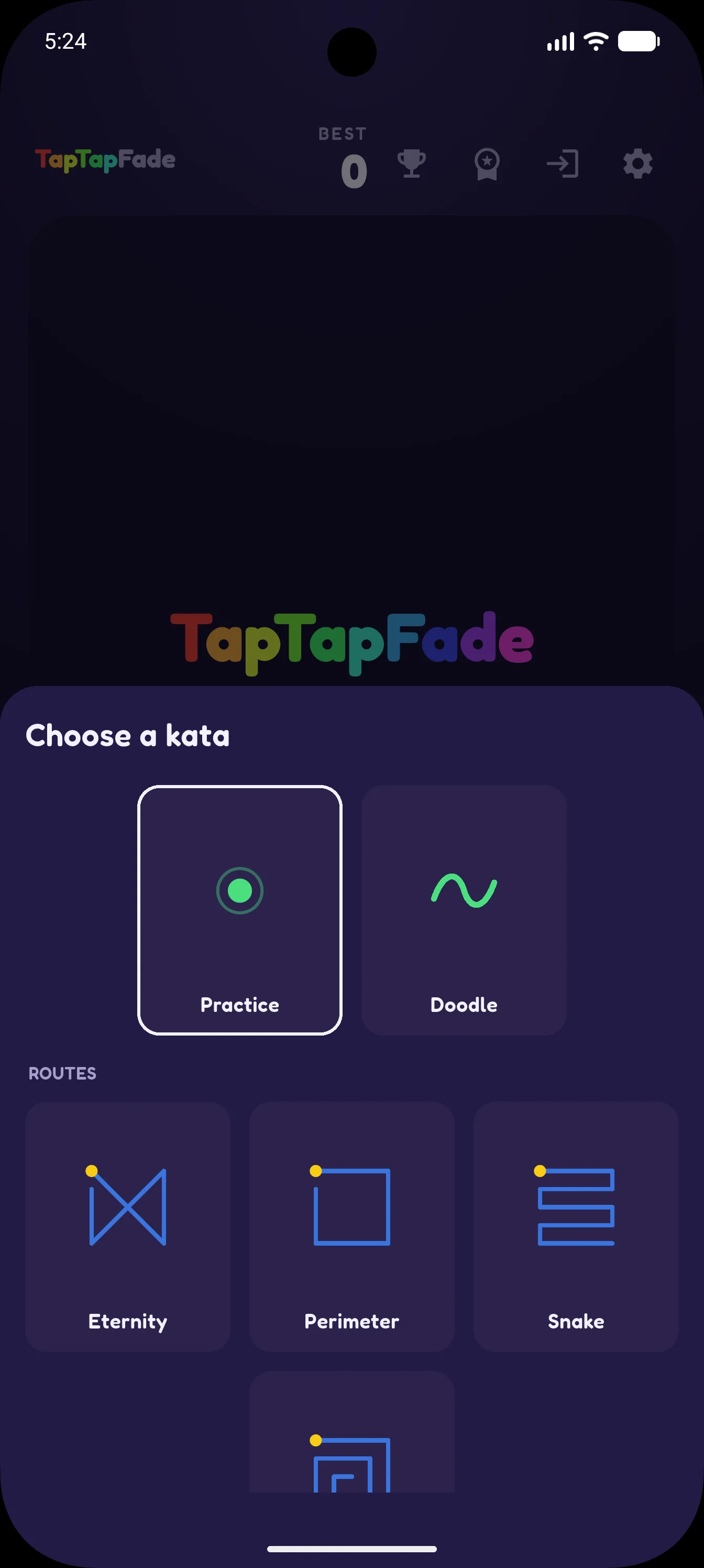 TapTapFade Zen kata picker